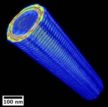 Analyse tomographique aux rayonnements X synchrotron d'une microstructure recouvert de l'empilement de mat&eacute;riaux.