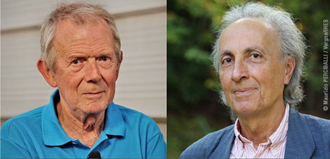 Portraits d'Alain Brillet (cr&eacute;dit : Maurizio Perciballi) et de Thibault Damour (cr&eacute;dit : Vergne/IHES)